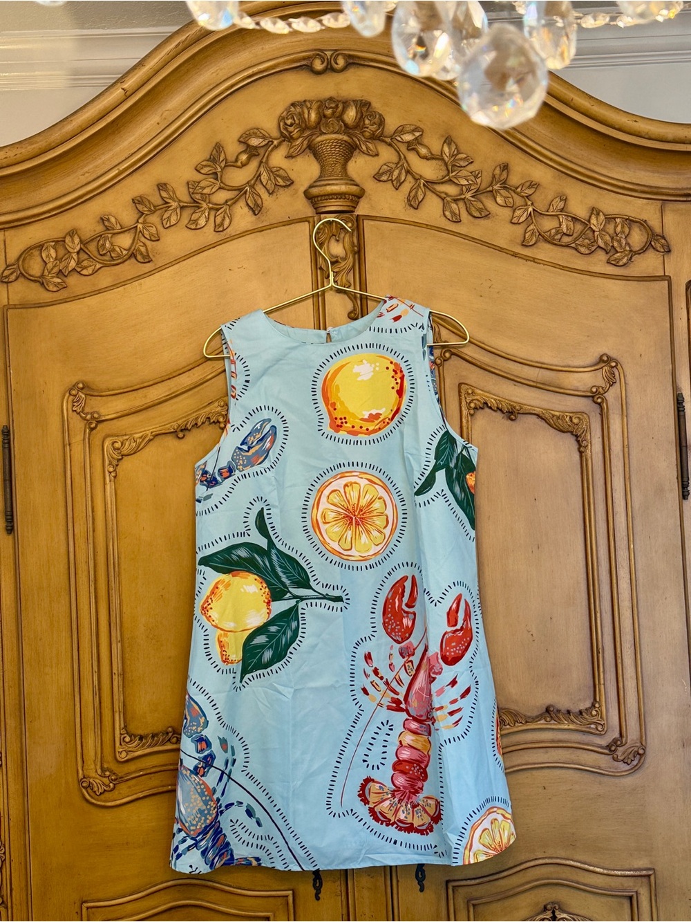Trending Summer Print Shift Dress in Light Blue - Picture 2 of 10